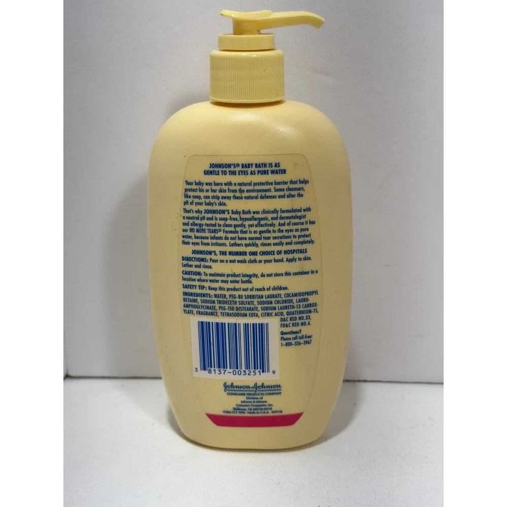 Vintage 1996 Johnsons Baby Bath‎ 15oz Pump Bottle No More Tears Hypoallergenic
